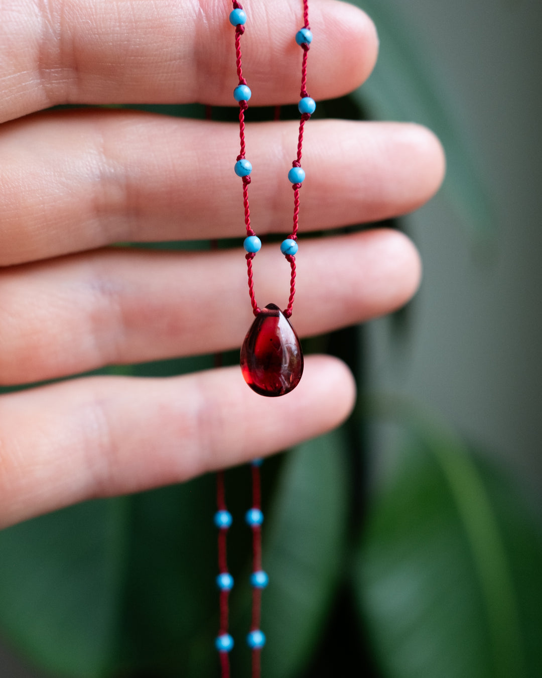 Mozambique Garnet Hand Knotted Beaded Necklace - The Healing Pear