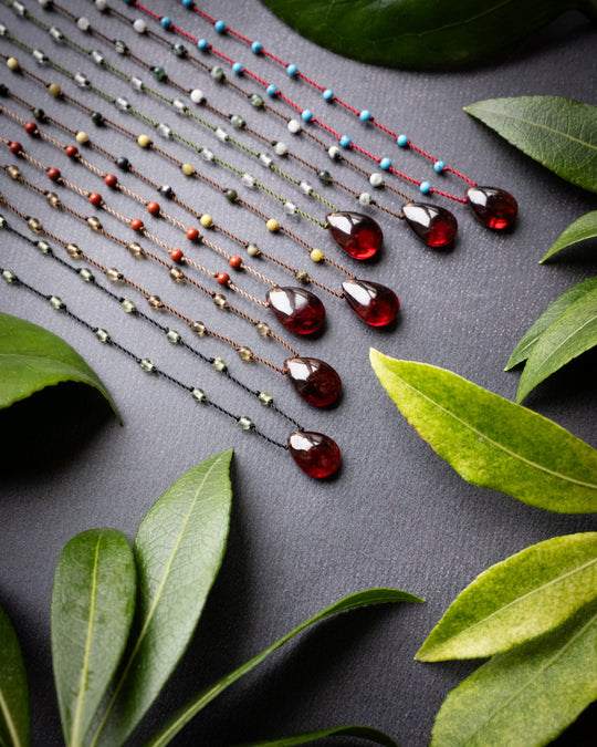 Mozambique Garnet Hand Knotted Beaded Necklace - The Healing Pear
