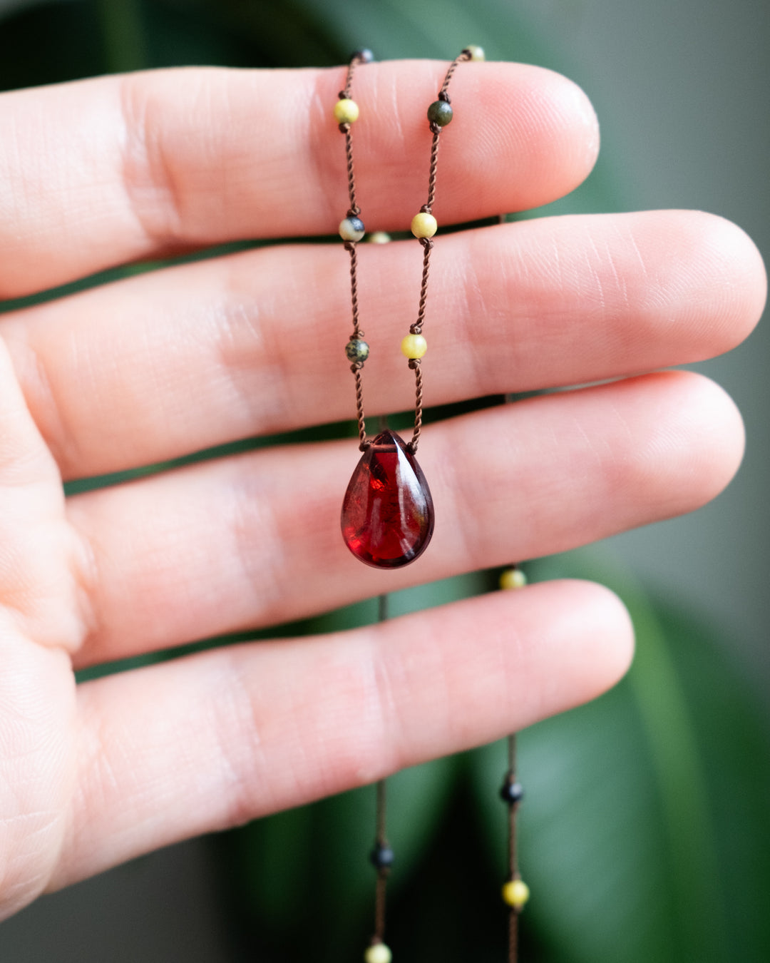 Mozambique Garnet Hand Knotted Beaded Necklace - The Healing Pear