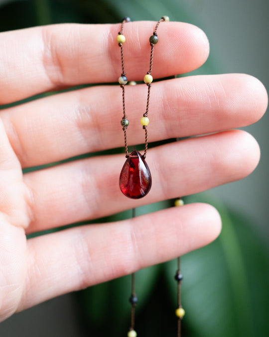 Mozambique Garnet Hand Knotted Beaded Necklace - The Healing Pear