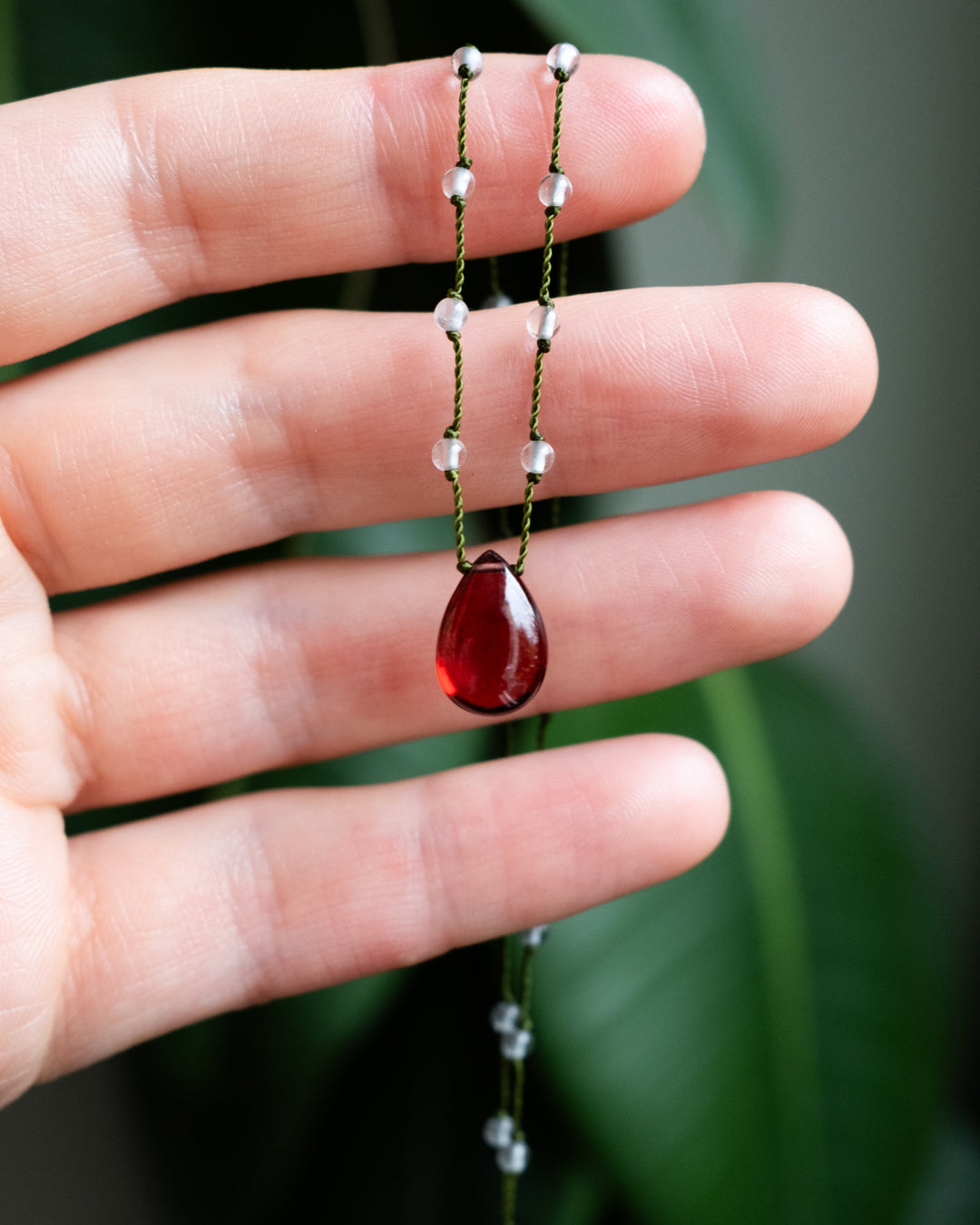 Mozambique Garnet Hand Knotted Beaded Necklace - The Healing Pear