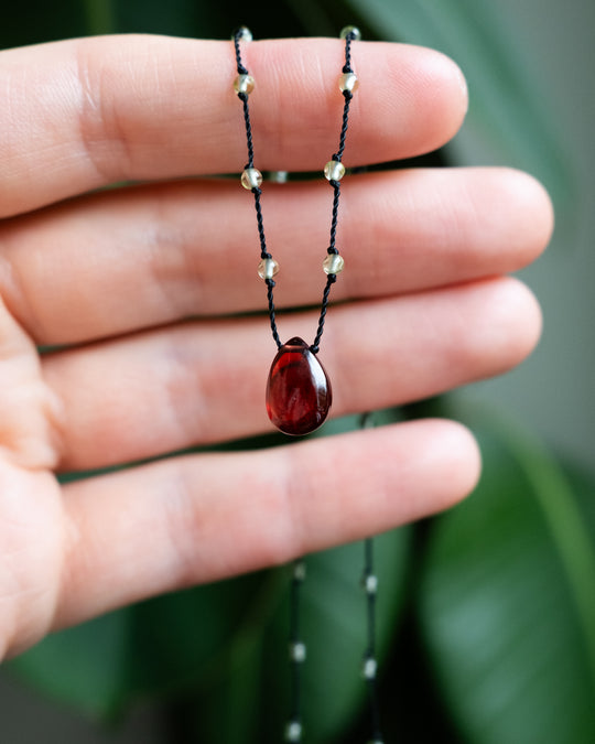 Mozambique Garnet Hand Knotted Beaded Necklace - The Healing Pear