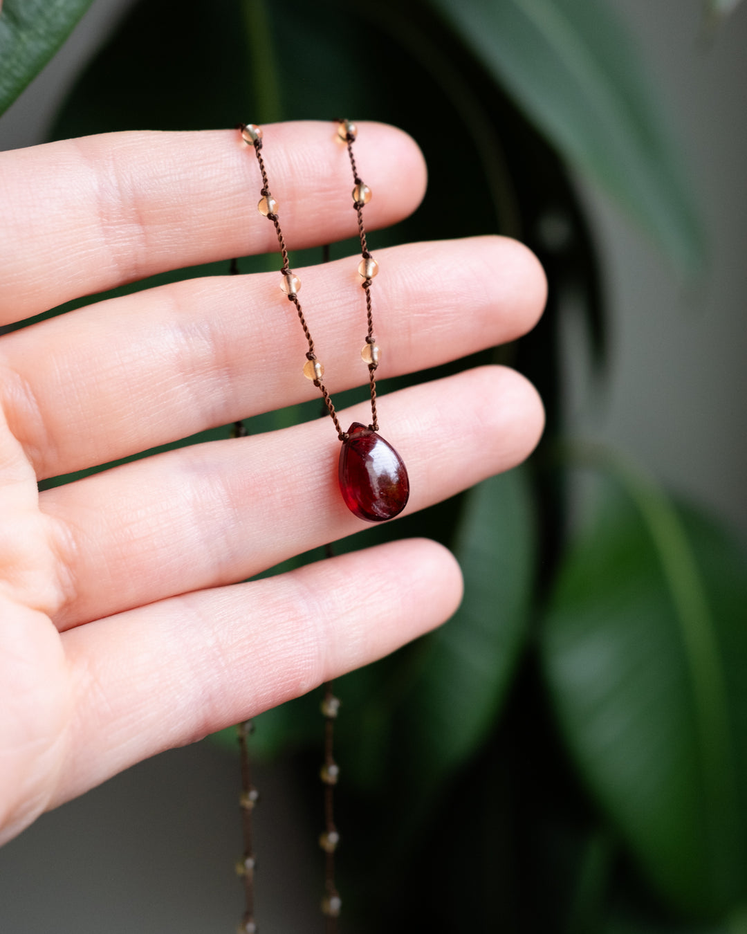 Mozambique Garnet Hand Knotted Beaded Necklace - The Healing Pear