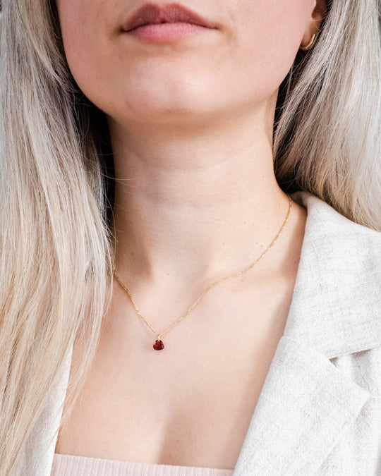 Mini Garnet Heart Necklace - The Healing Pear