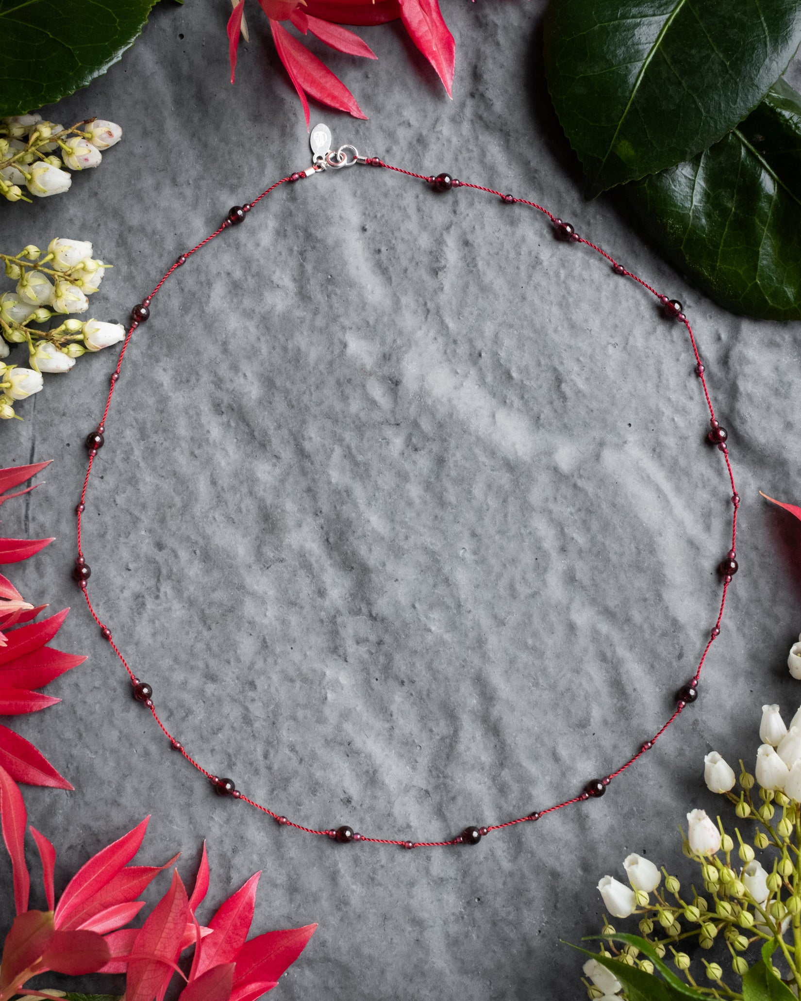 Hand Knotted Garnet Beaded Satellite Necklace - The Healing Pear