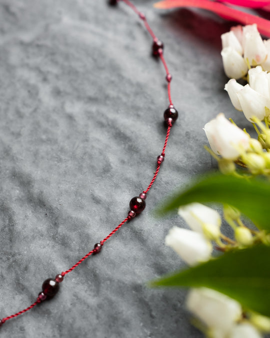 Hand Knotted Garnet Beaded Satellite Necklace - The Healing Pear
