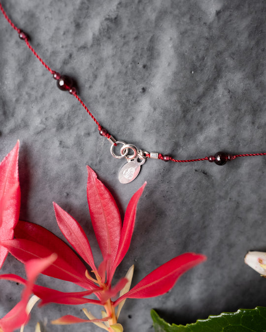 Hand Knotted Garnet Beaded Satellite Necklace - The Healing Pear