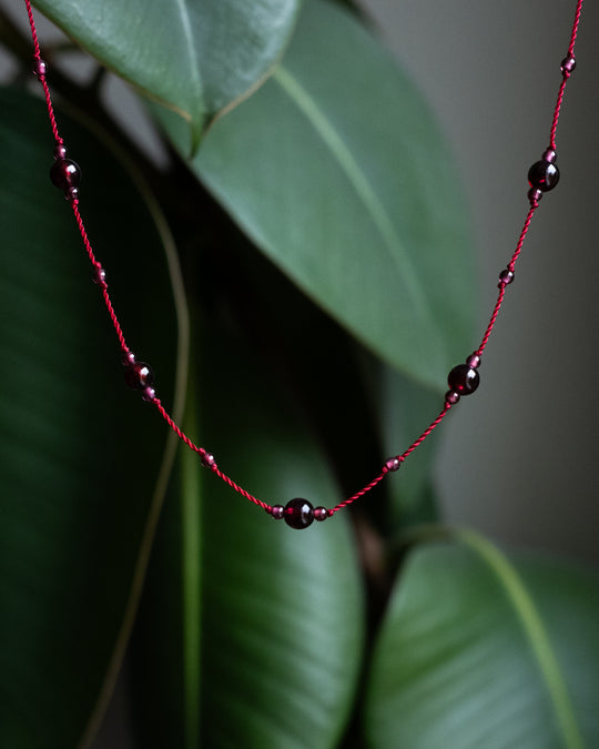 Hand Knotted Garnet Beaded Satellite Necklace - The Healing Pear