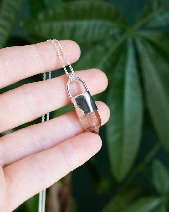 Golden Amethyst Point Sterling Silver Necklace