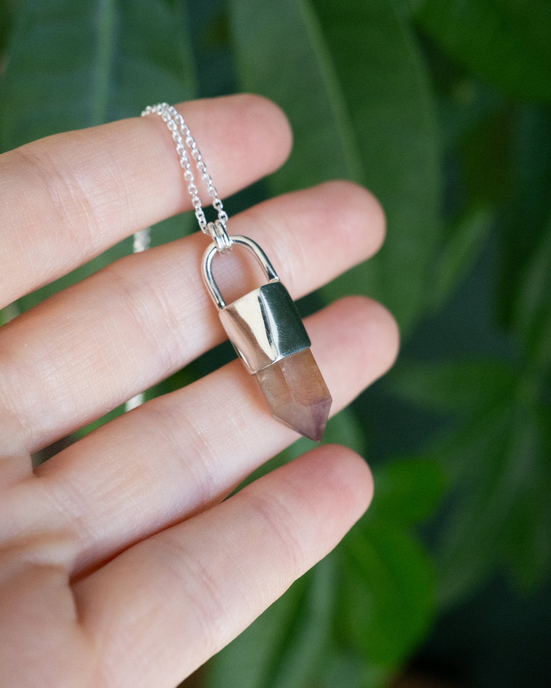 Golden Amethyst Point Sterling Silver Necklace