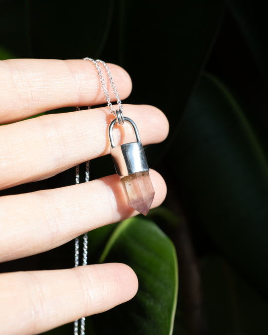Golden Amethyst Point Sterling Silver Necklace