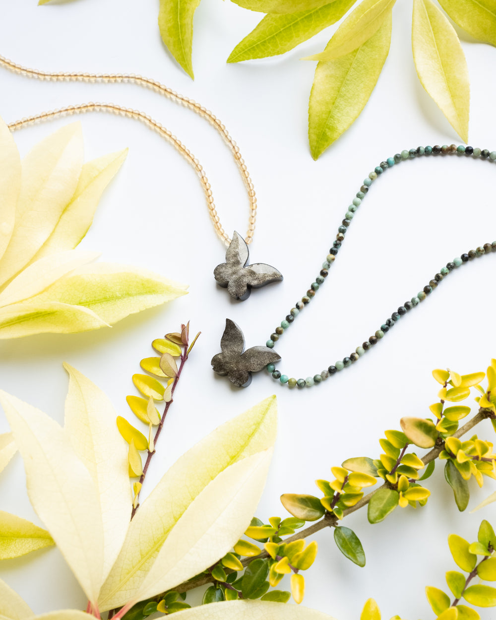 Gold Sheen Obsidian Hand Carved Butterfly Beaded Necklace - The Healing Pear