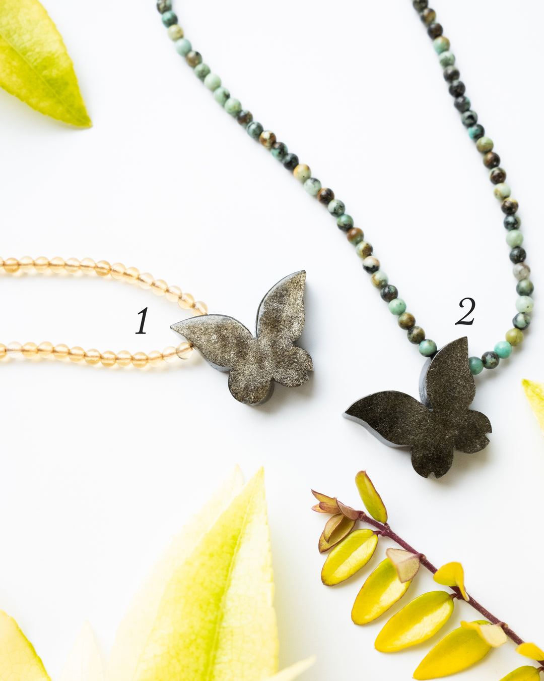 Gold Sheen Obsidian Hand Carved Butterfly Beaded Necklace - The Healing Pear