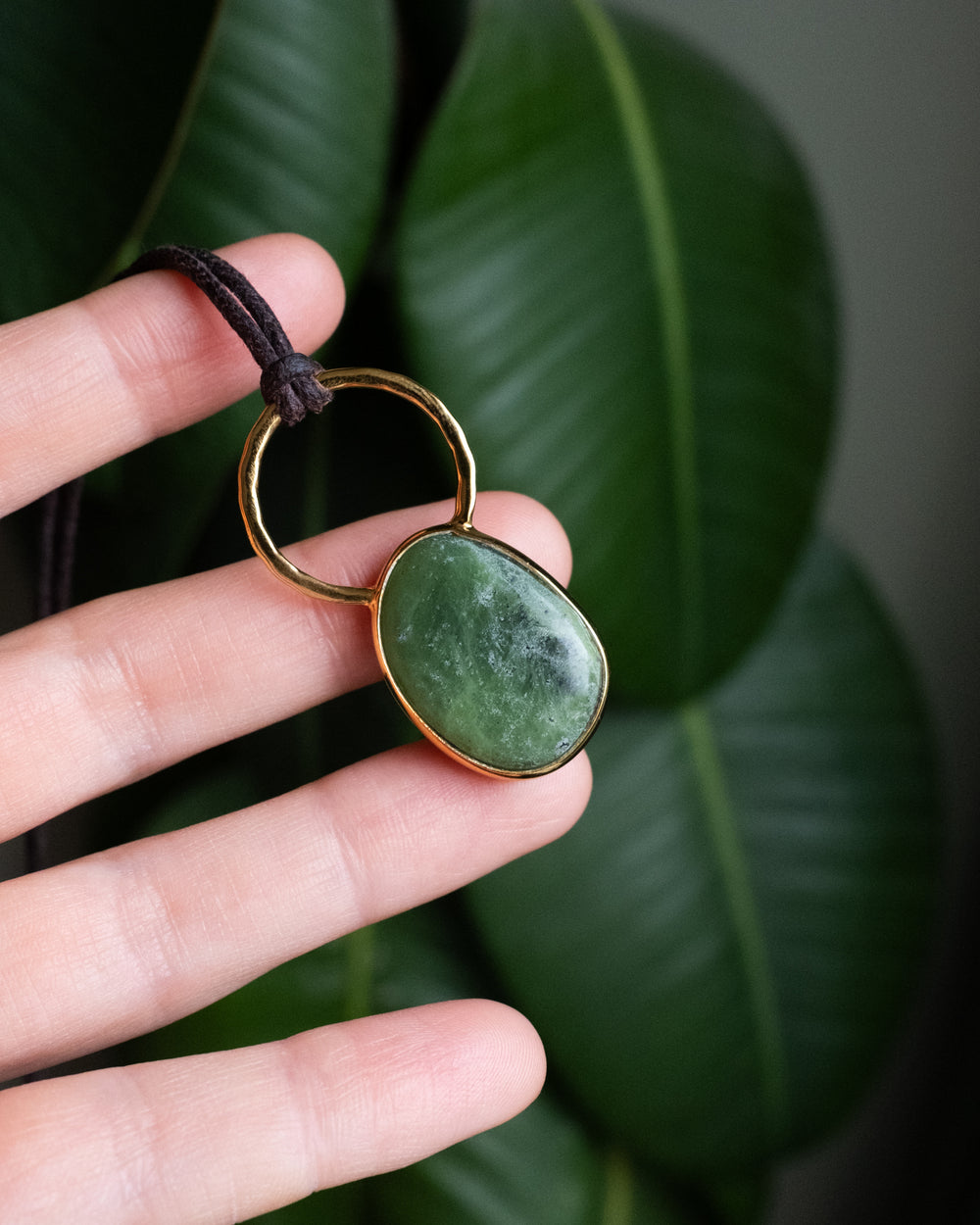 Green Grossular Garnet Pebble Gold Vermeil Necklace