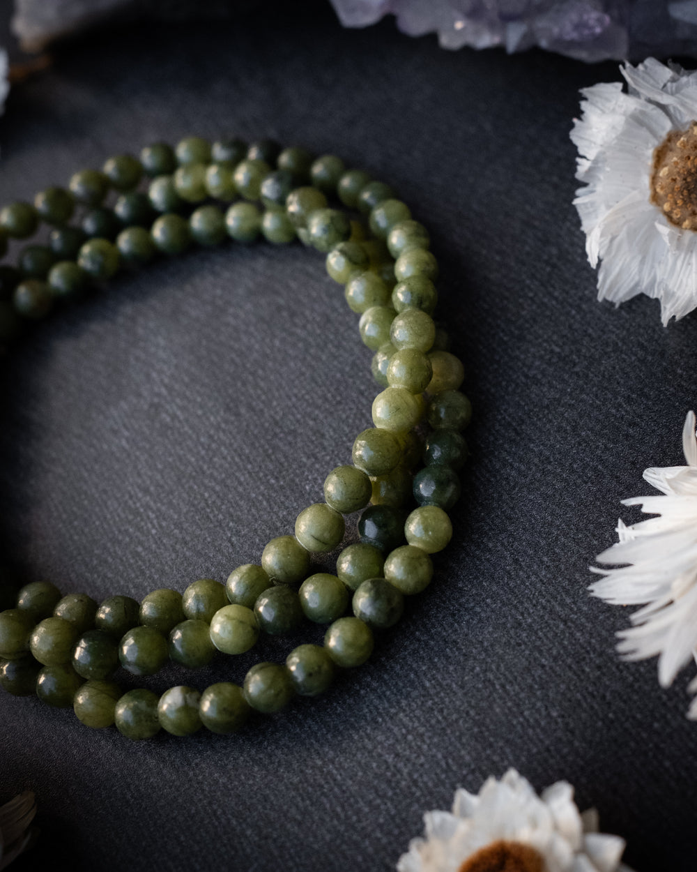 Green Jade Round Bead Bracelet 4mm