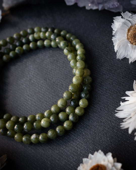 Green Jade Round Bead Bracelet 4mm