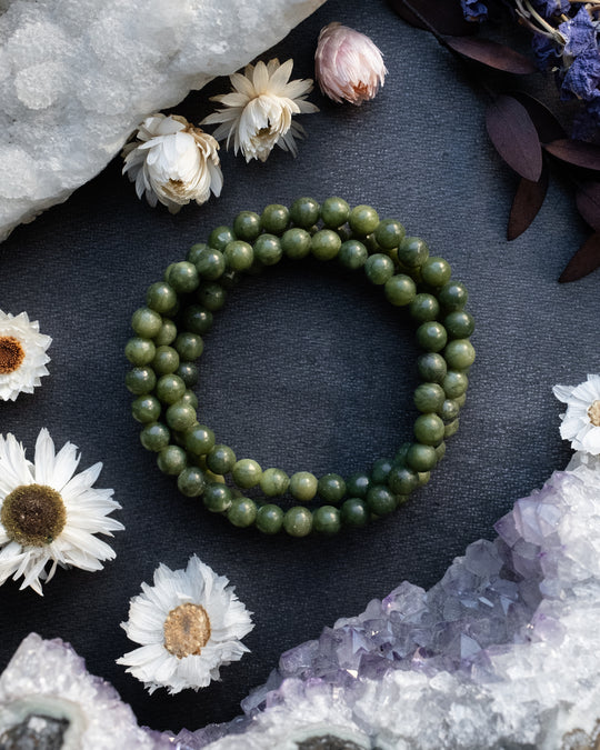 Green Jade Round Bead Bracelet 6mm