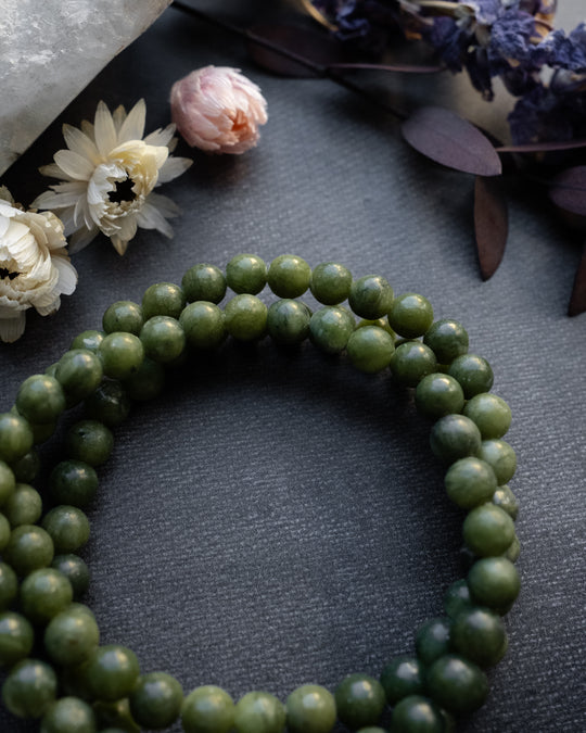 Green Jade Round Bead Bracelet 6mm
