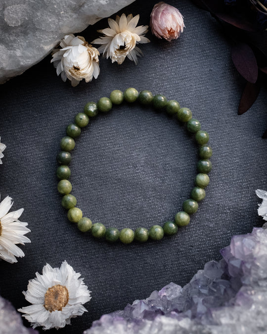 Green Jade Round Bead Bracelet 6mm