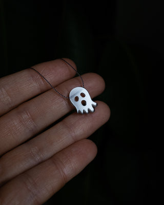 Grey Moonstone Hand Carved Ghost Necklace
