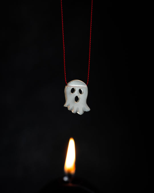 Grey Moonstone Hand Carved Ghost Necklace