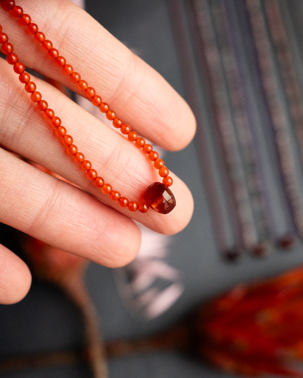 Grossular Garnet Beaded Necklace - The Healing Pear
