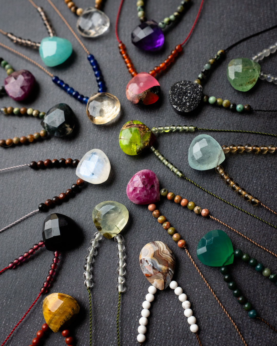Harmonious Pair Vegan Silk Gemstone Necklace