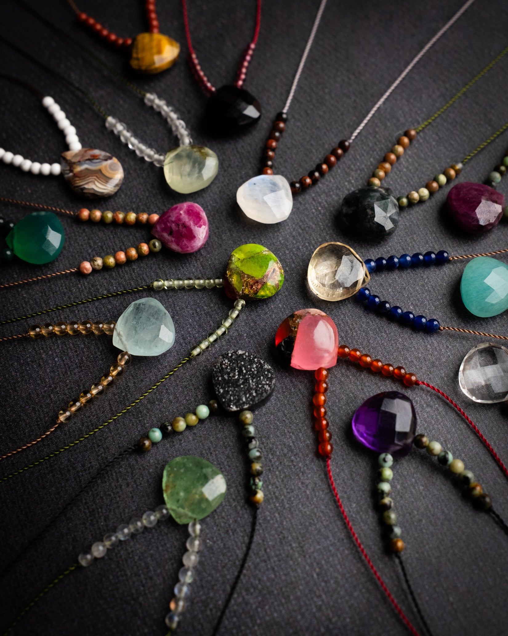 Harmonious Pair Vegan Silk Gemstone Necklace - The Healing Pear