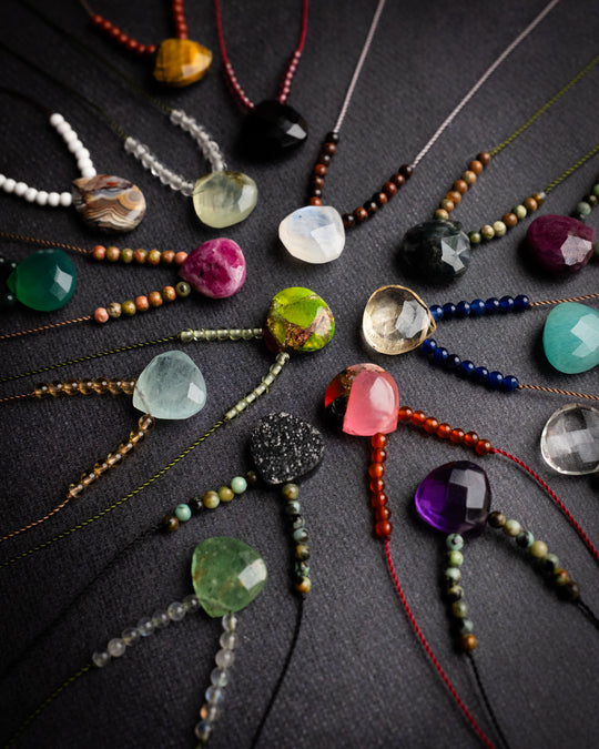 Harmonious Pair Vegan Silk Gemstone Necklace