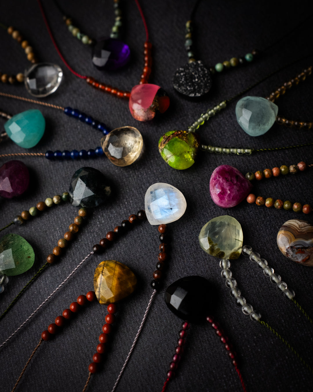 Harmonious Pair Vegan Silk Gemstone Necklace