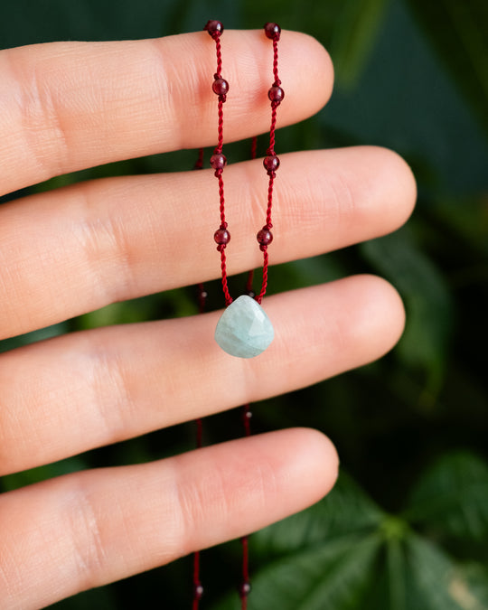 Amazonite / Garnet Gemstone Beaded Necklace