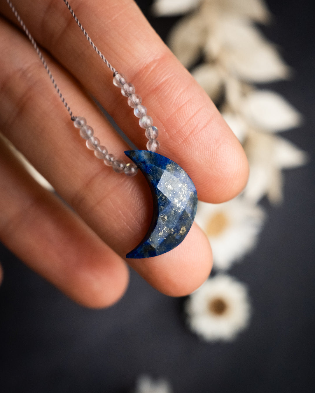 Harmonious Pair: Crescent Moon Vegan Silk Necklace - The Healing Pear