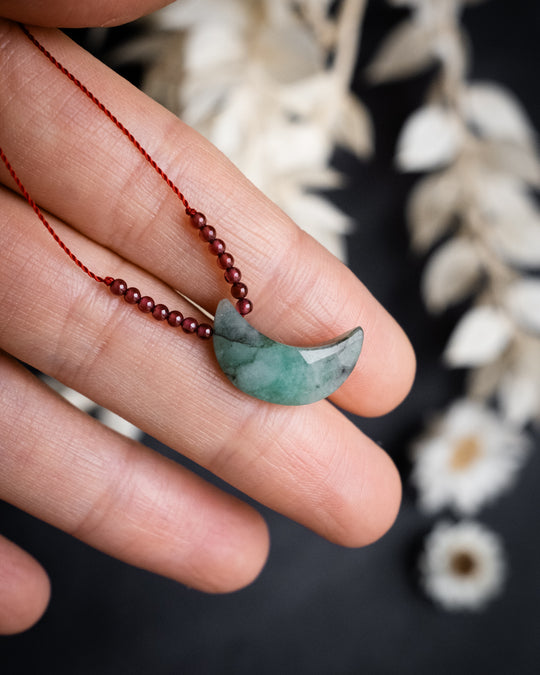Harmonious Pair: Crescent Moon Vegan Silk Necklace - The Healing Pear