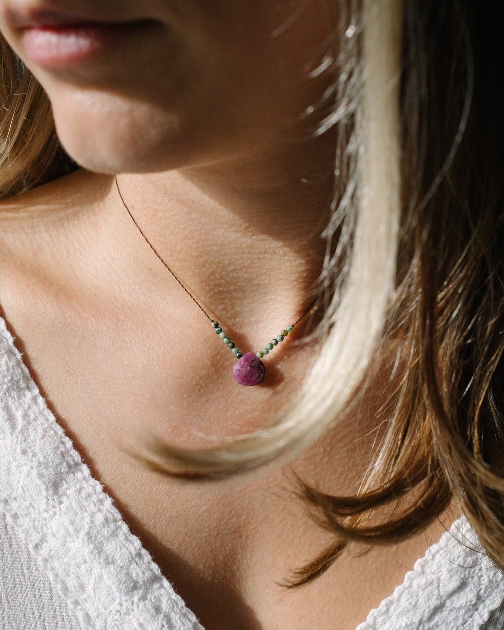 Harmonious Pair Vegan Silk Gemstone Necklace