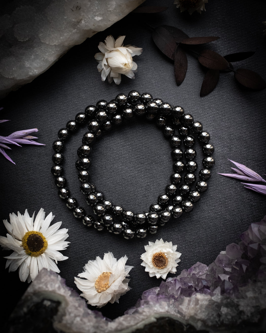 Hematite Round Bead Bracelet 6mm - The Healing Pear