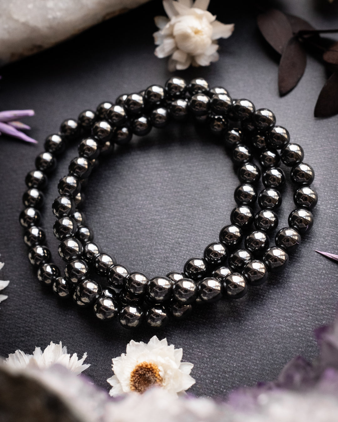 Hematite Round Bead Bracelet 6mm - The Healing Pear