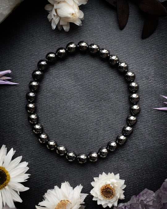 Hematite Round Bead Bracelet 6mm - The Healing Pear