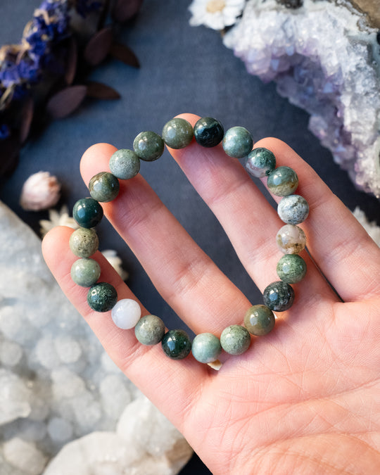 Indian Agate Round Bead Bracelet 8mm