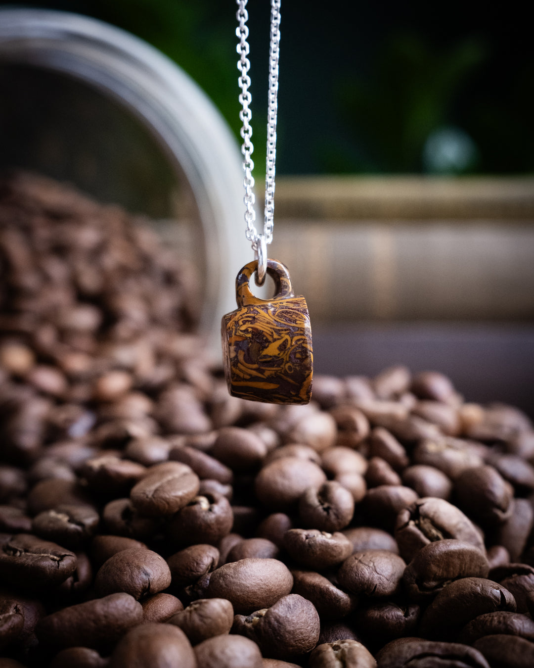 Mariam Jasper Hand Carved Mug Necklace
