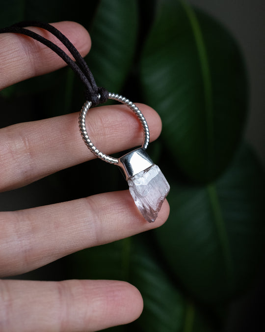 Kunzite Point Sterling Silver Necklace