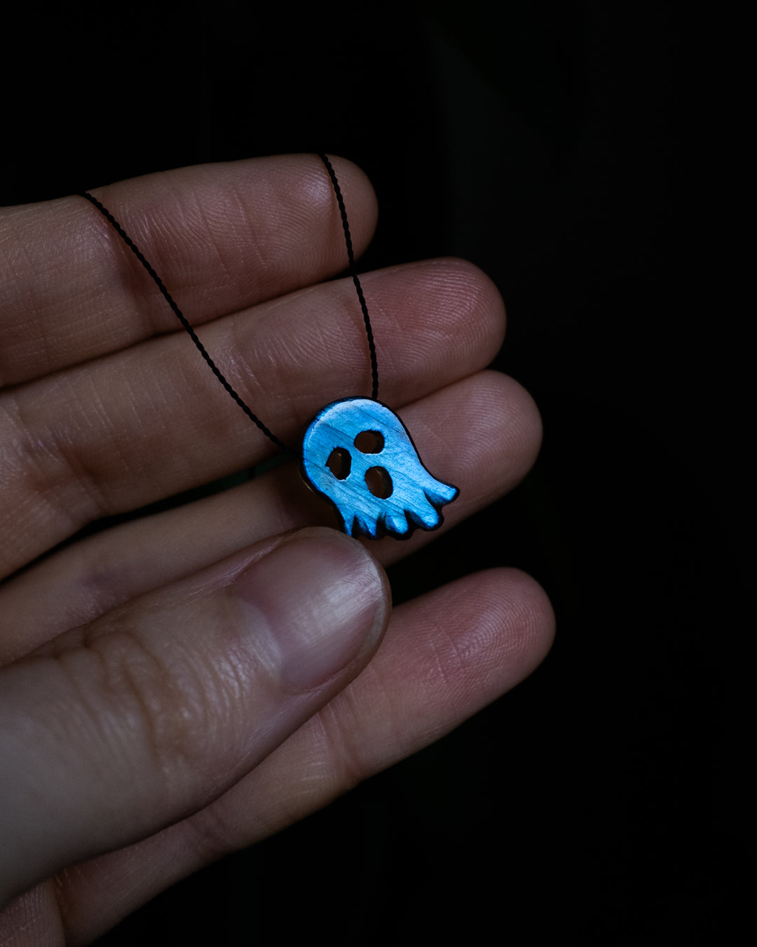 Labradorite Hand Carved Ghost Necklace