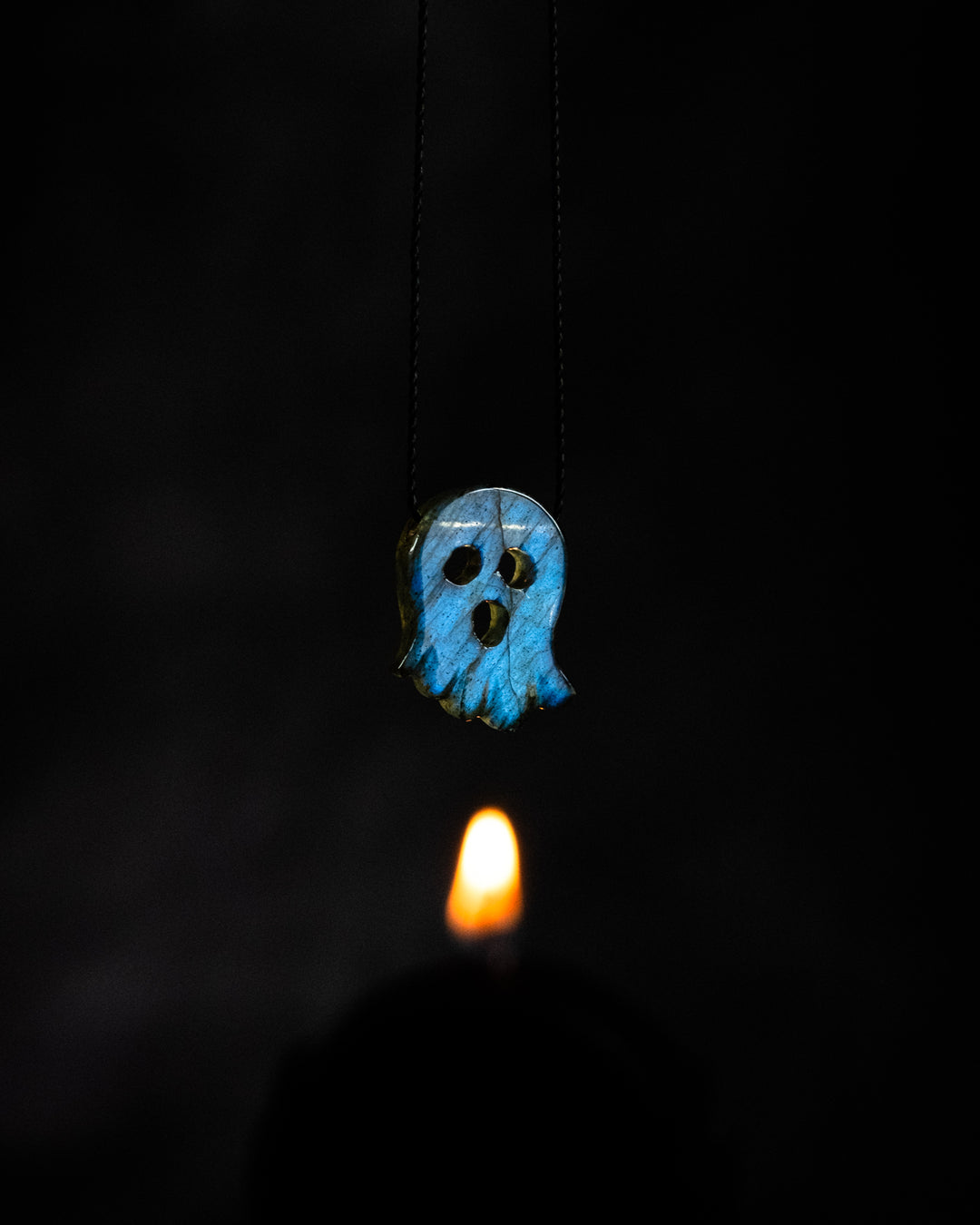 Labradorite Hand Carved Ghost Necklace