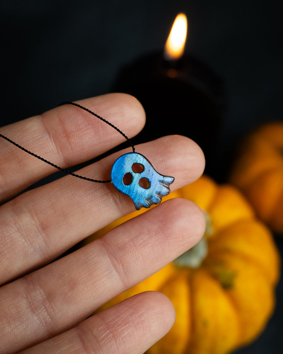 Labradorite Hand Carved Ghost Necklace