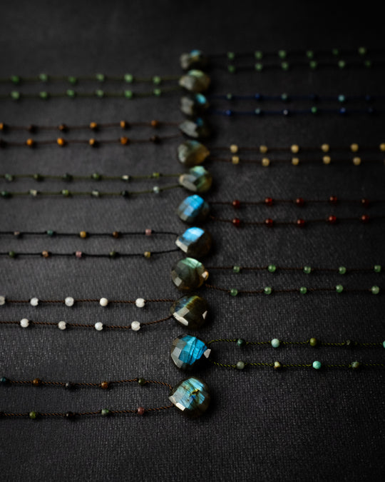Labradorite Hand Knotted Beaded Necklace