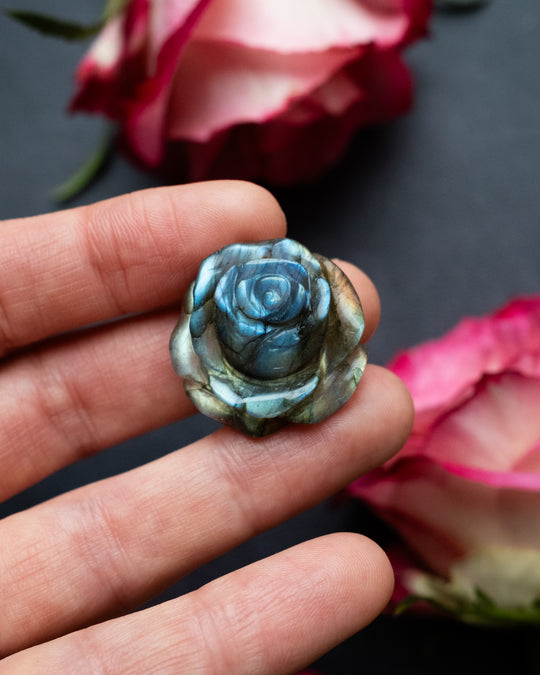 Labradorite Hand Carved Rose Necklace