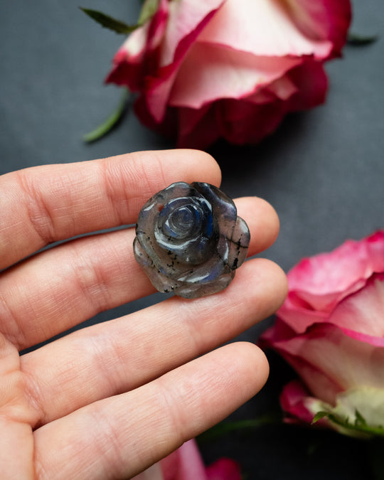 Labradorite Hand Carved Rose Necklace