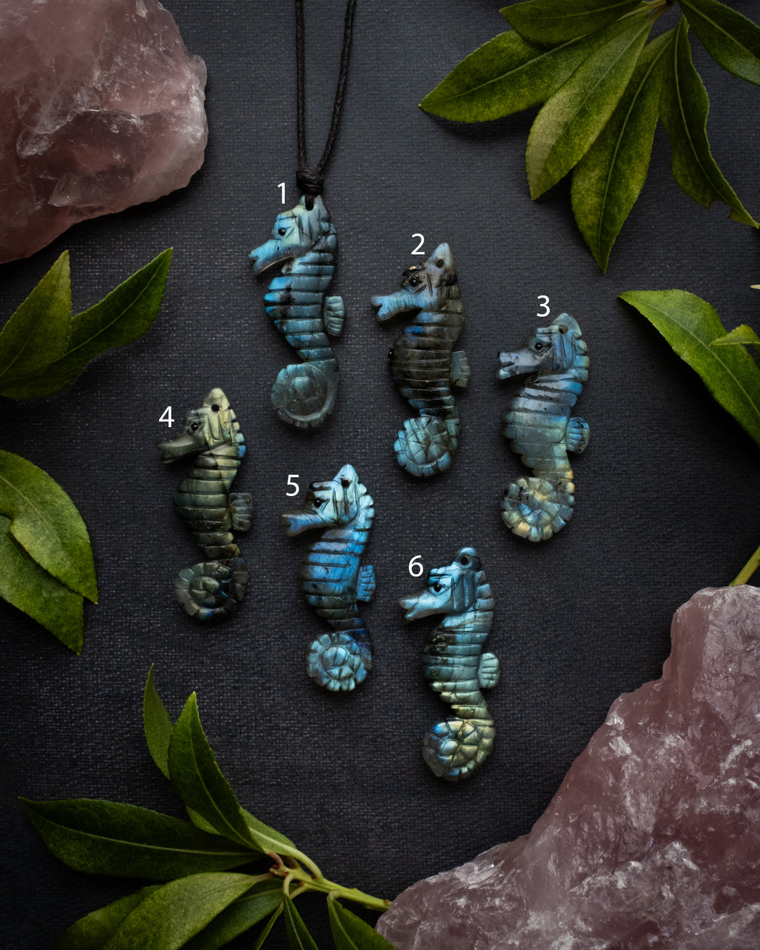 Labradorite Hand Carved Seahorse Necklace - The Healing Pear