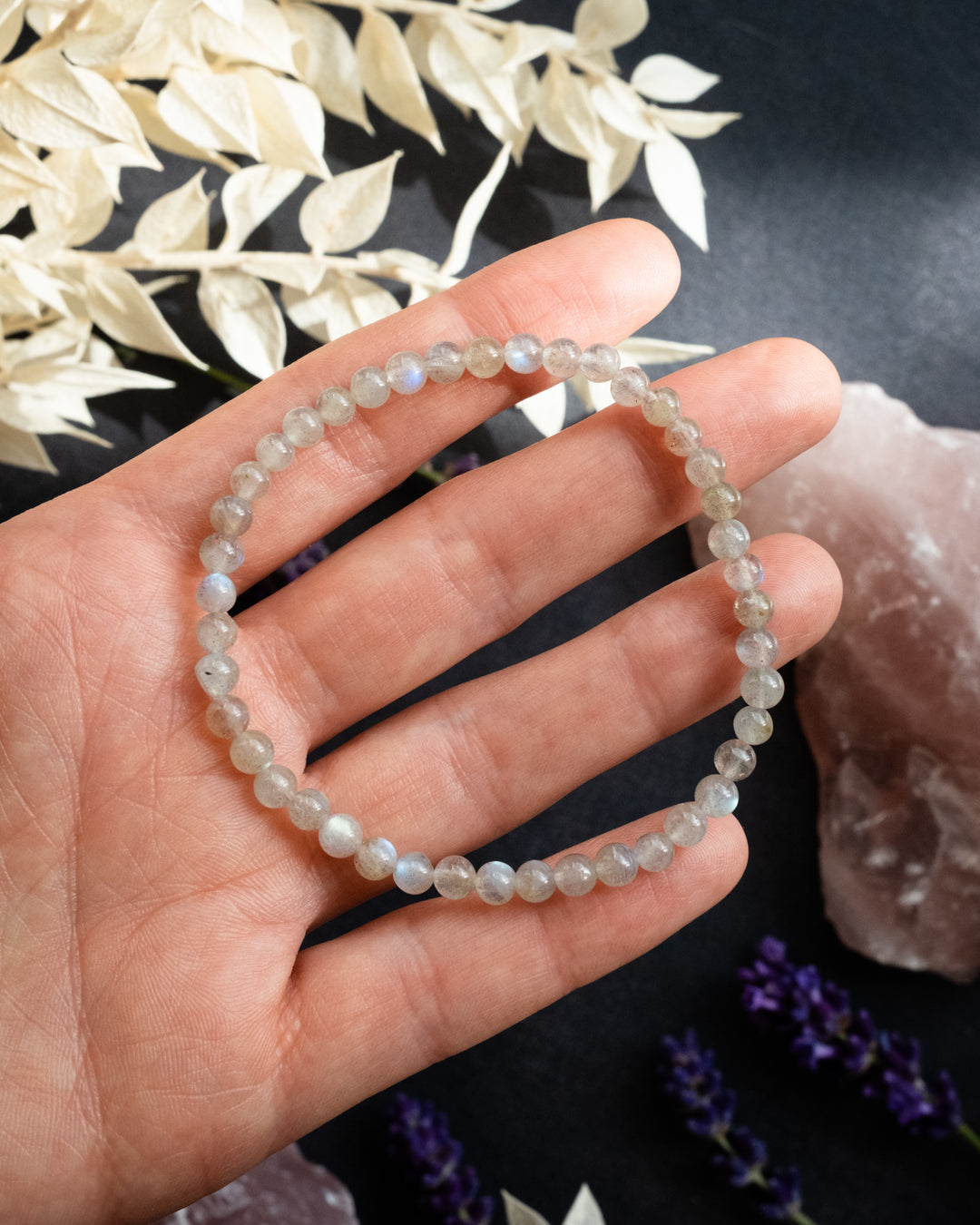 Labradorite Round Bead Bracelet 4mm - The Healing Pear