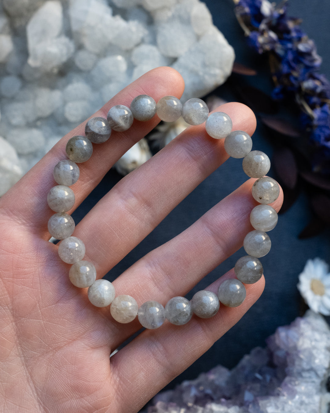 Labradorite Round Bead Bracelet 8mm