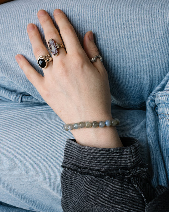 Labradorite Round Bead Bracelet 8mm